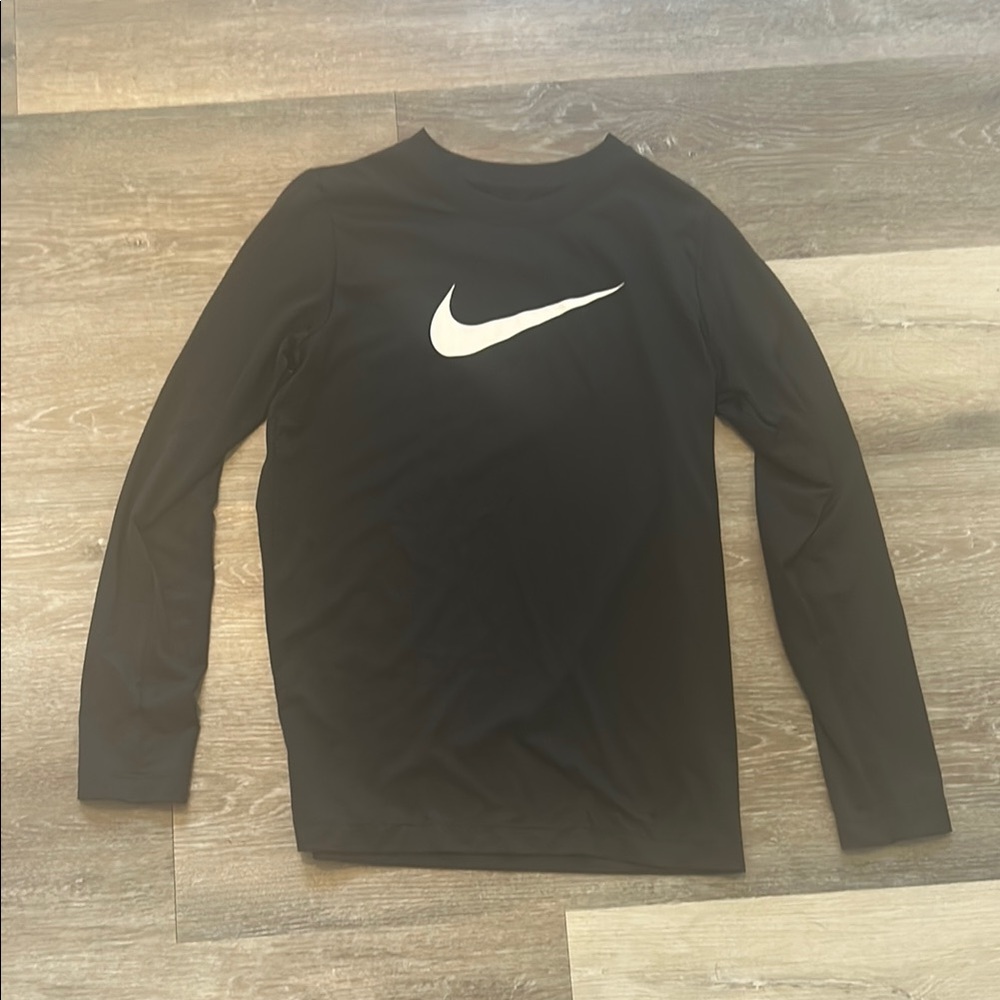 Nike Black Long Sleeve Top with White Swoosh